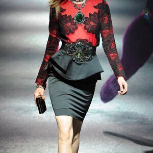 Lanvin AW/12 "Les 10 Ans" Runway Black Satin Ruffle Mini Skirt